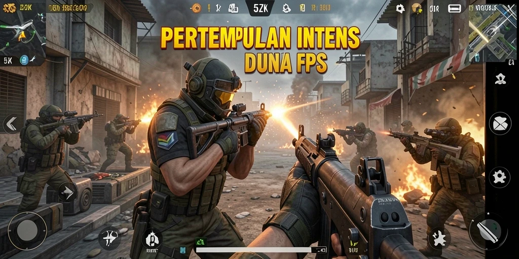 Screenshot gameplay 5ZK menunjukkan pertempuran yang mendebarkan.