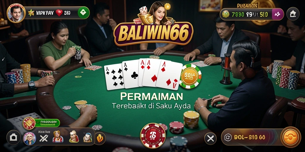 Tampilan permainan Poker yang mendebarkan dan interaktif di BALIWIN66.