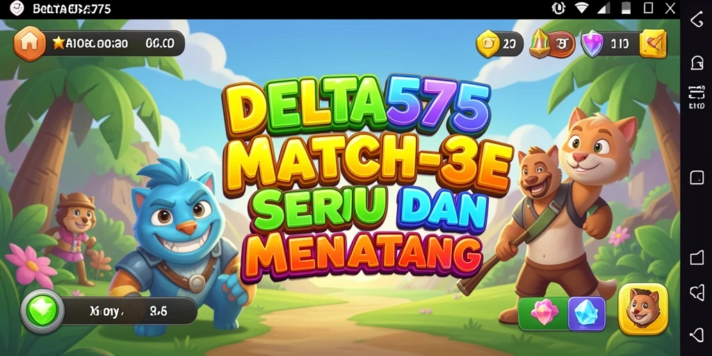 Tangkapan layar menunjukkan gameplay seru dari DELTA575 Match-3.