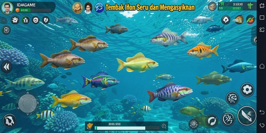 Gameplay seru dalam IDAGAME dengan aksi menembak ikan.