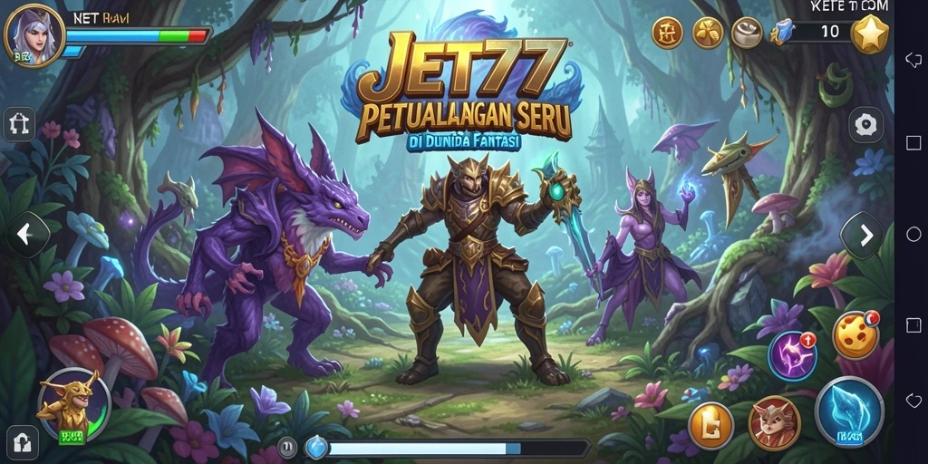 Gameplay seru dalam JET77, menjelajahi dunia petualangan.