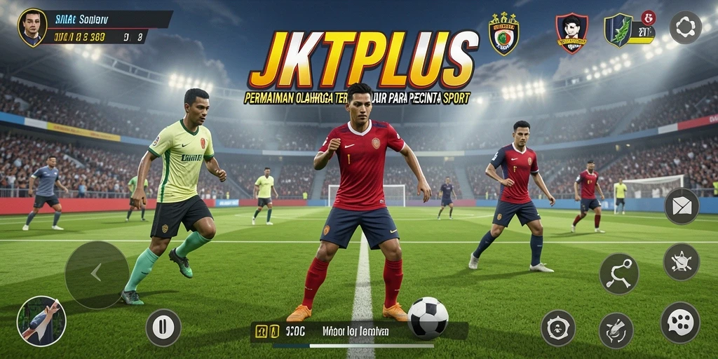 Screenshot utama JKTPLUS menampilkan aksi olahraga seru dan kompetitif.
