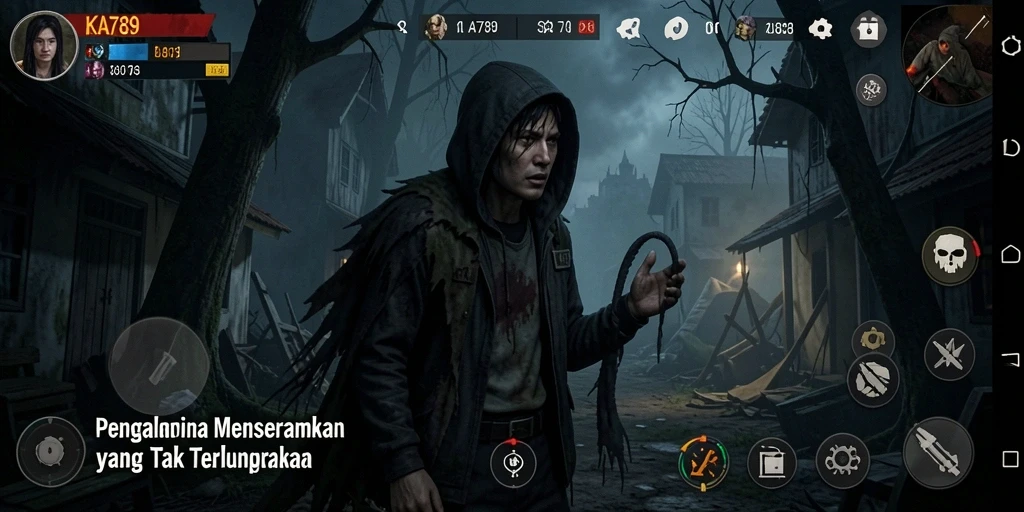 Tangkapan layar menawarkan suasana Gameplay menyeramkan di KA789.