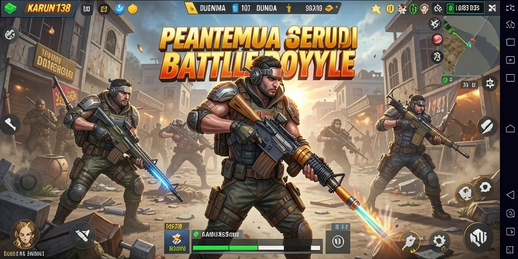 Tampilan gameplay seru dari KARUN138 dalam pertempuran Battle Royale.
