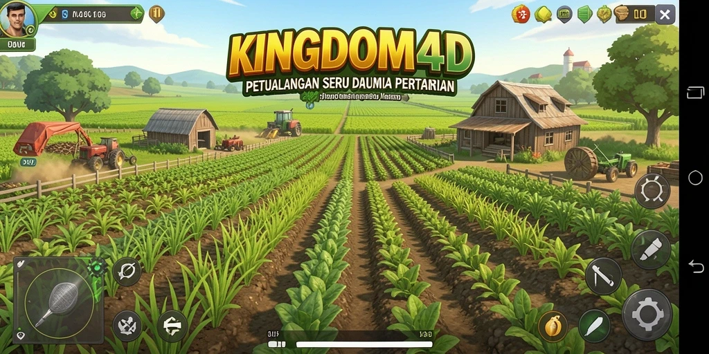 Screenshot utama KINGDOM4D menampilkan gameplay pertanian yang menarik.