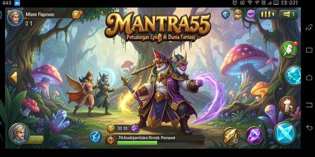 Tampilan menarik dari gameplay RPG di MANTRA55.