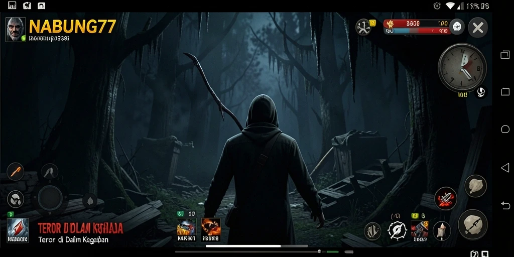 Gameplay NABUNG77 yang menegangkan dan menyeramkan.
