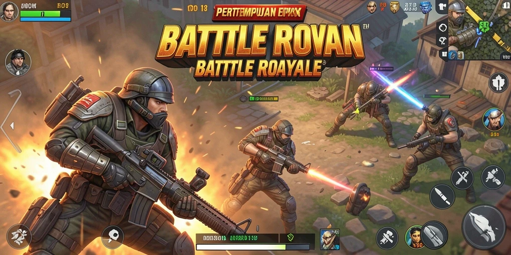 Screenshot OBOR138 menampilkan aksi pertempuran intens dalam Battle Royale.