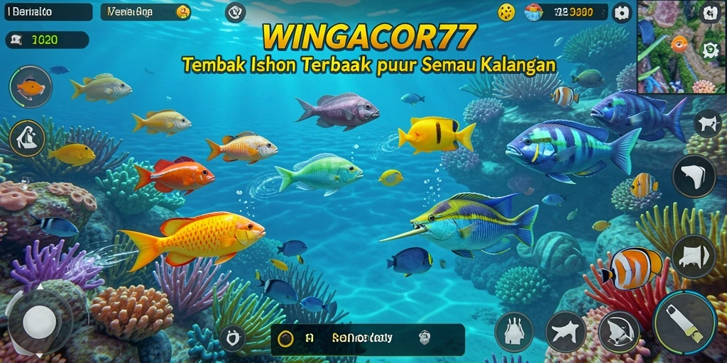 Tampilan gameplay menarik di WINGACOR77 saat menembak ikan.