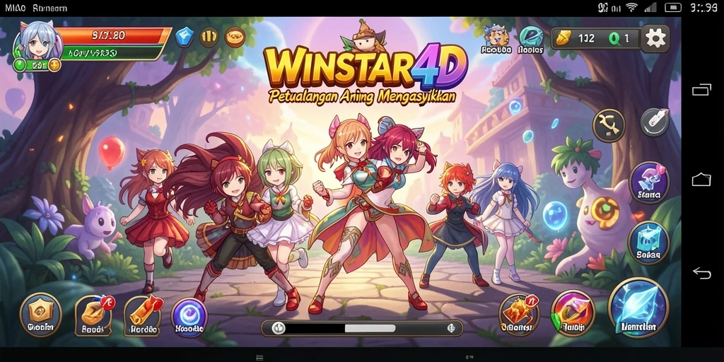 Screenshot gameplay WINSTAR4D menampilkan karakter anime sedang beraksi dalam pertarungan seru.