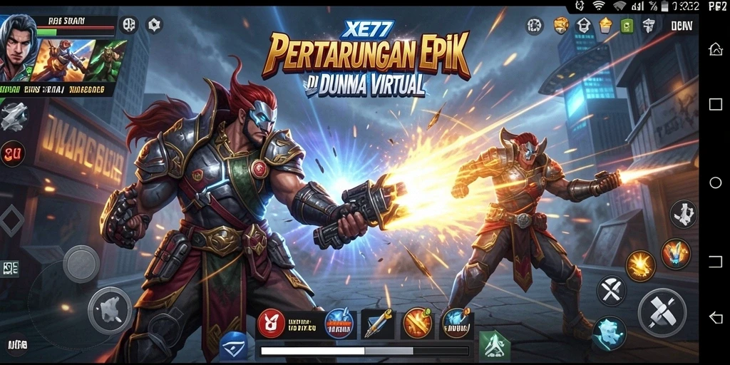 Tampilan screenshot XE77 menunjukkan aksi pertarungan yang mendebarkan.